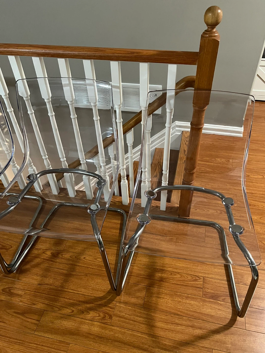 Set of 5 Clear Acrylic Chairs with Chrome Base - photo 3