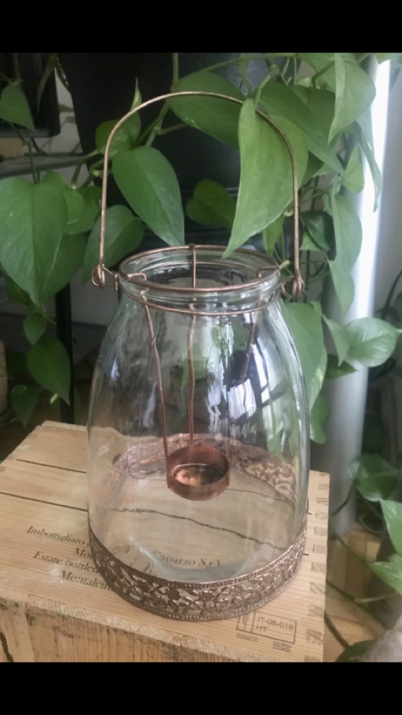 Copper & Glass Lantern- Light/Decor/Accessory