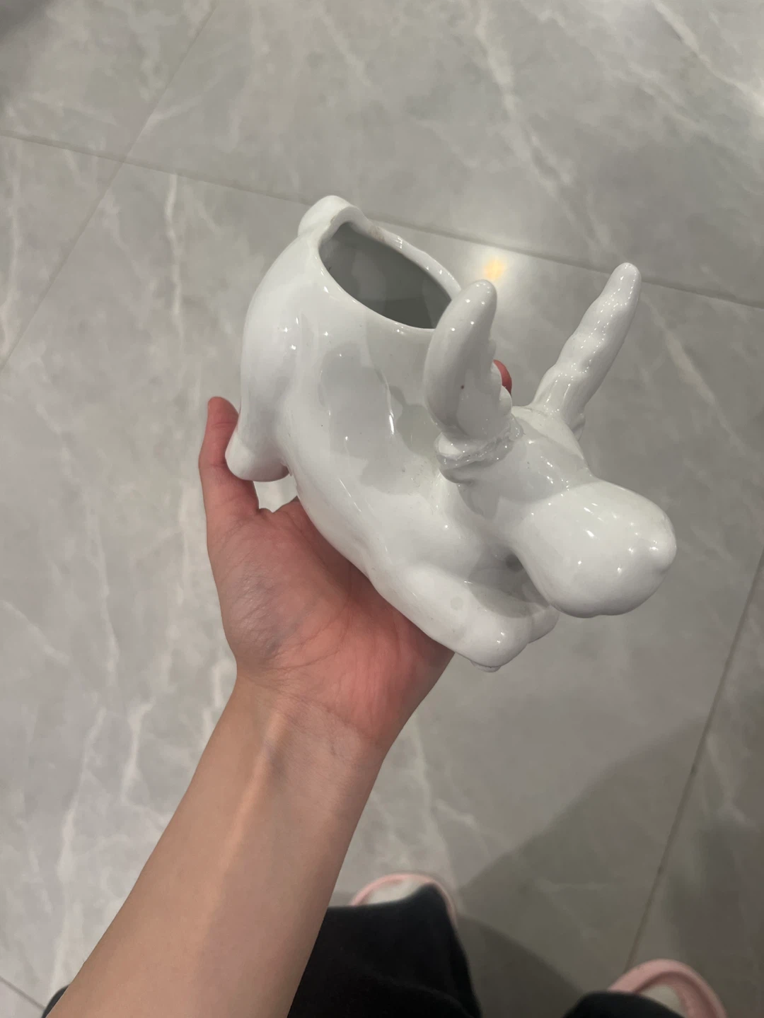 White Ceramic Animal Planter