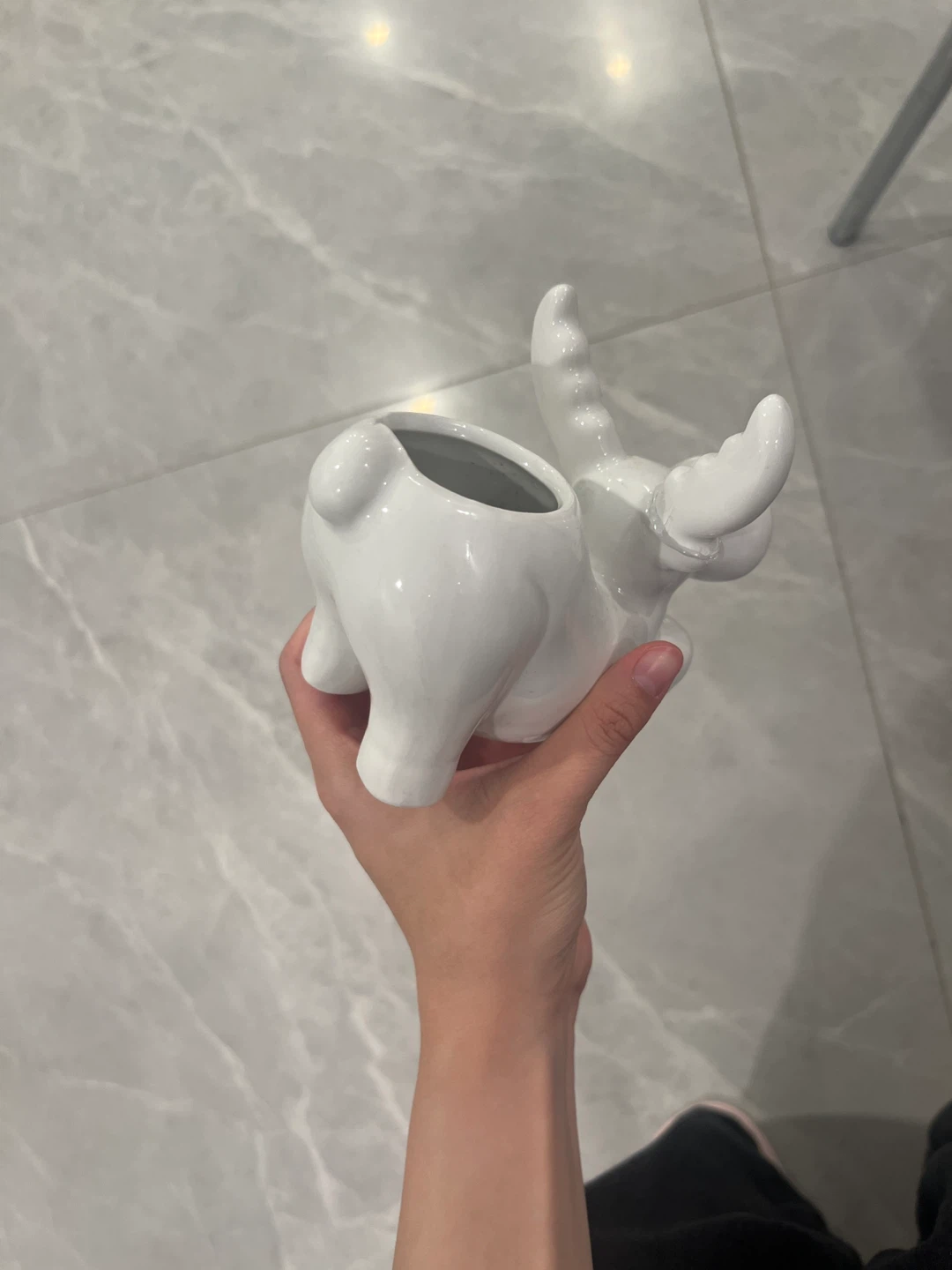 White Ceramic Animal Planter - photo 2