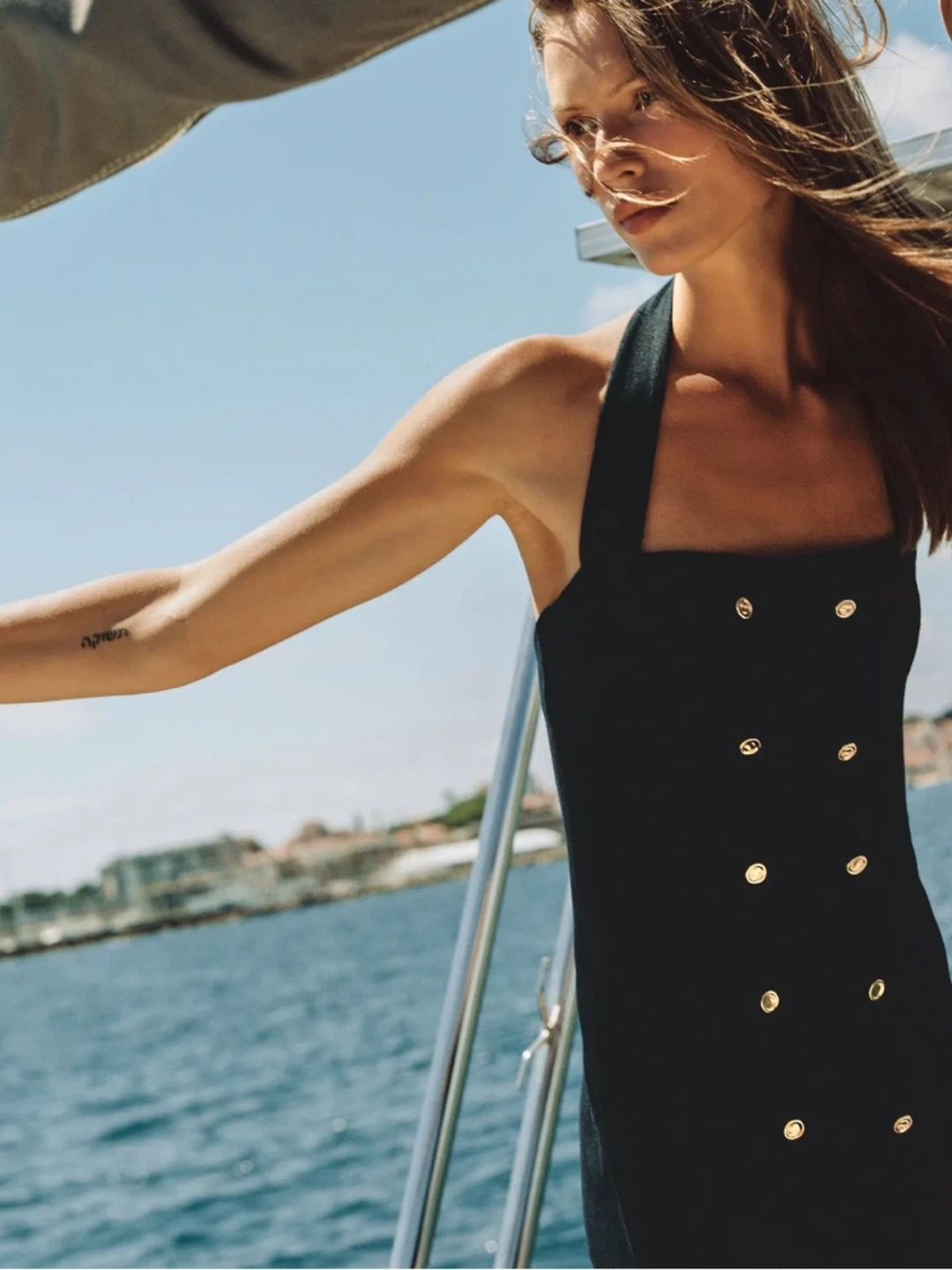Zara Linen Toggle Navy Mini Dress - photo 2