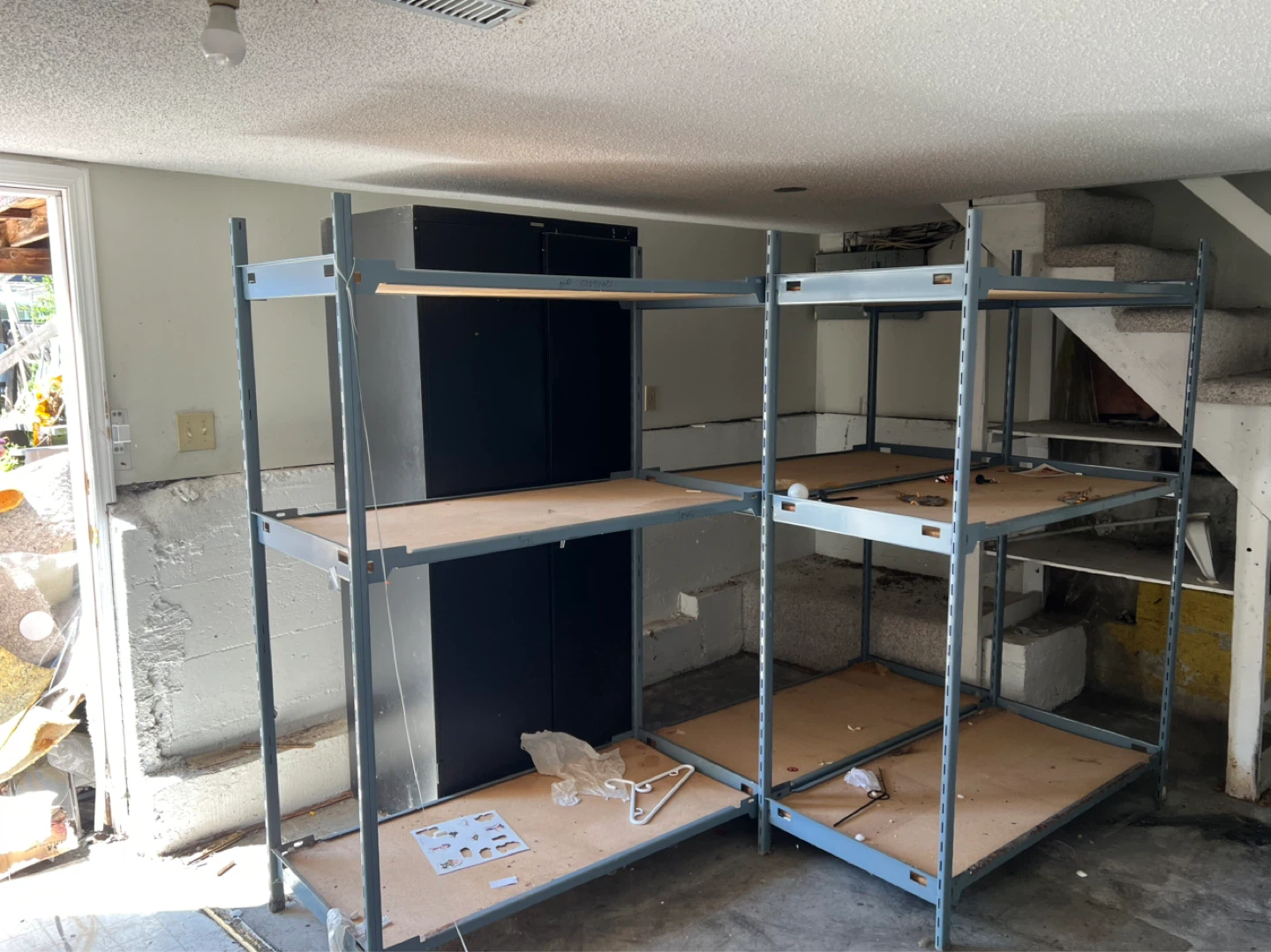Metal Shelving Unit with Wood Shelves