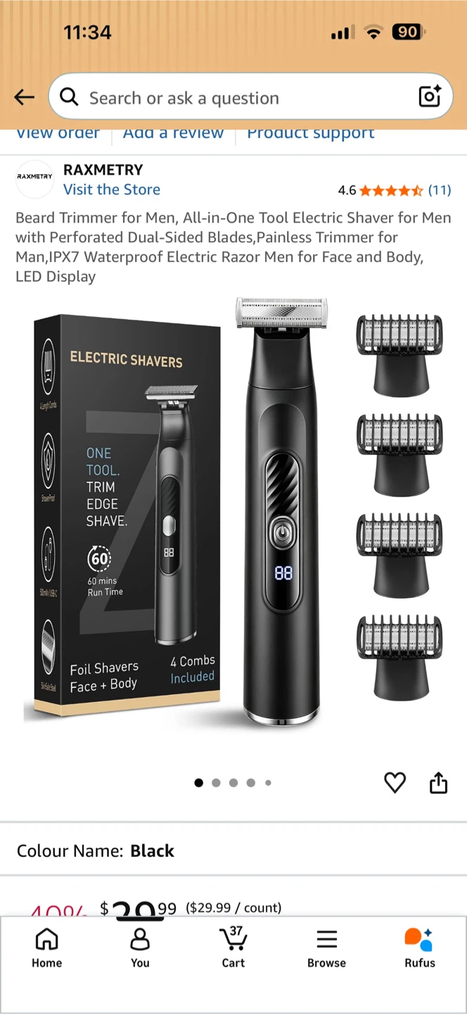 RAXMETRY Beard Trimmer for Men All-in-One Electric Shaver Black