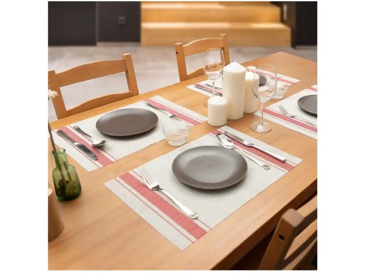 Woven Placemats with Red Stripes - Set of 4 - photo 4