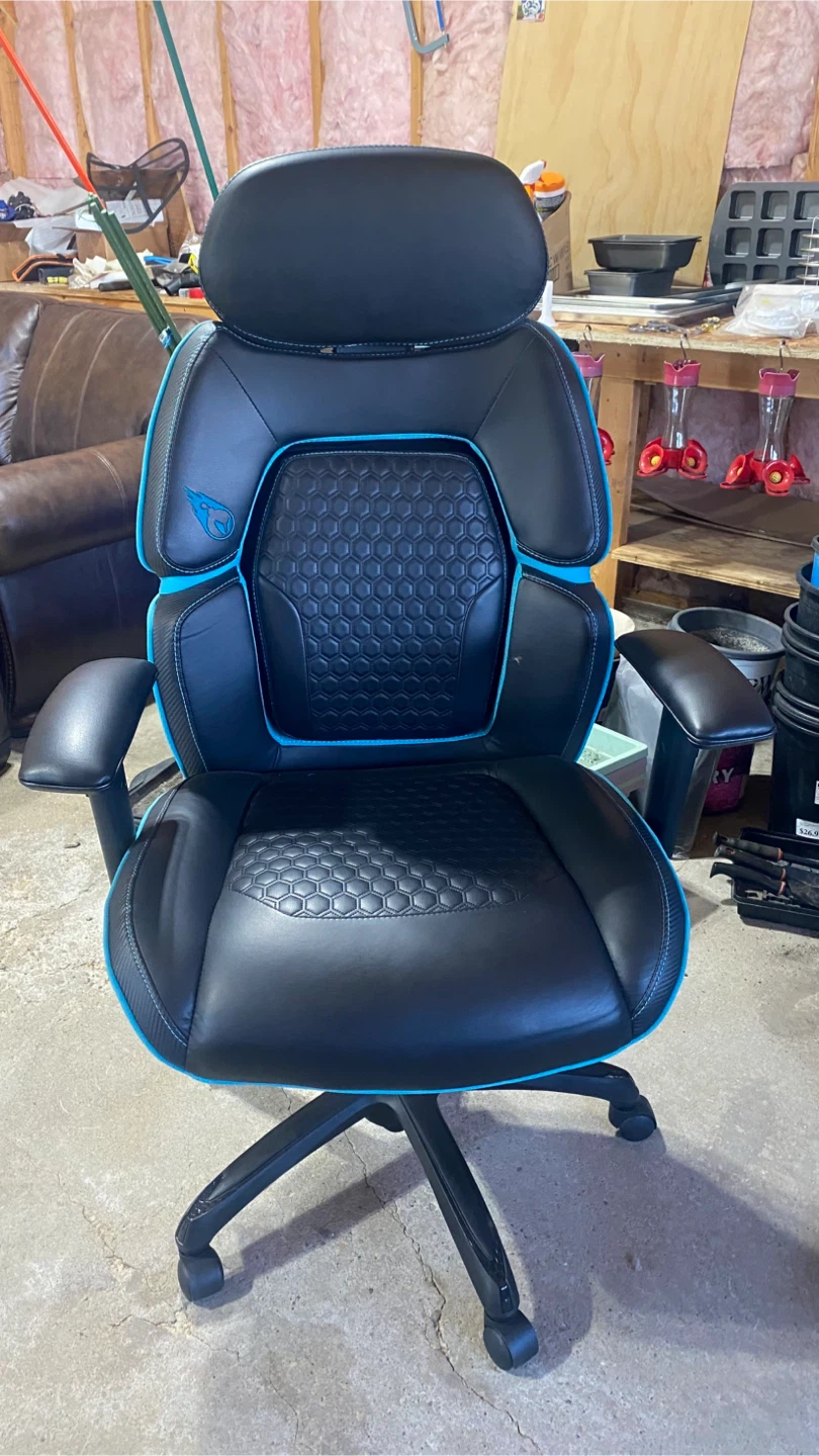 Black Gaming Chair with Blue Trim