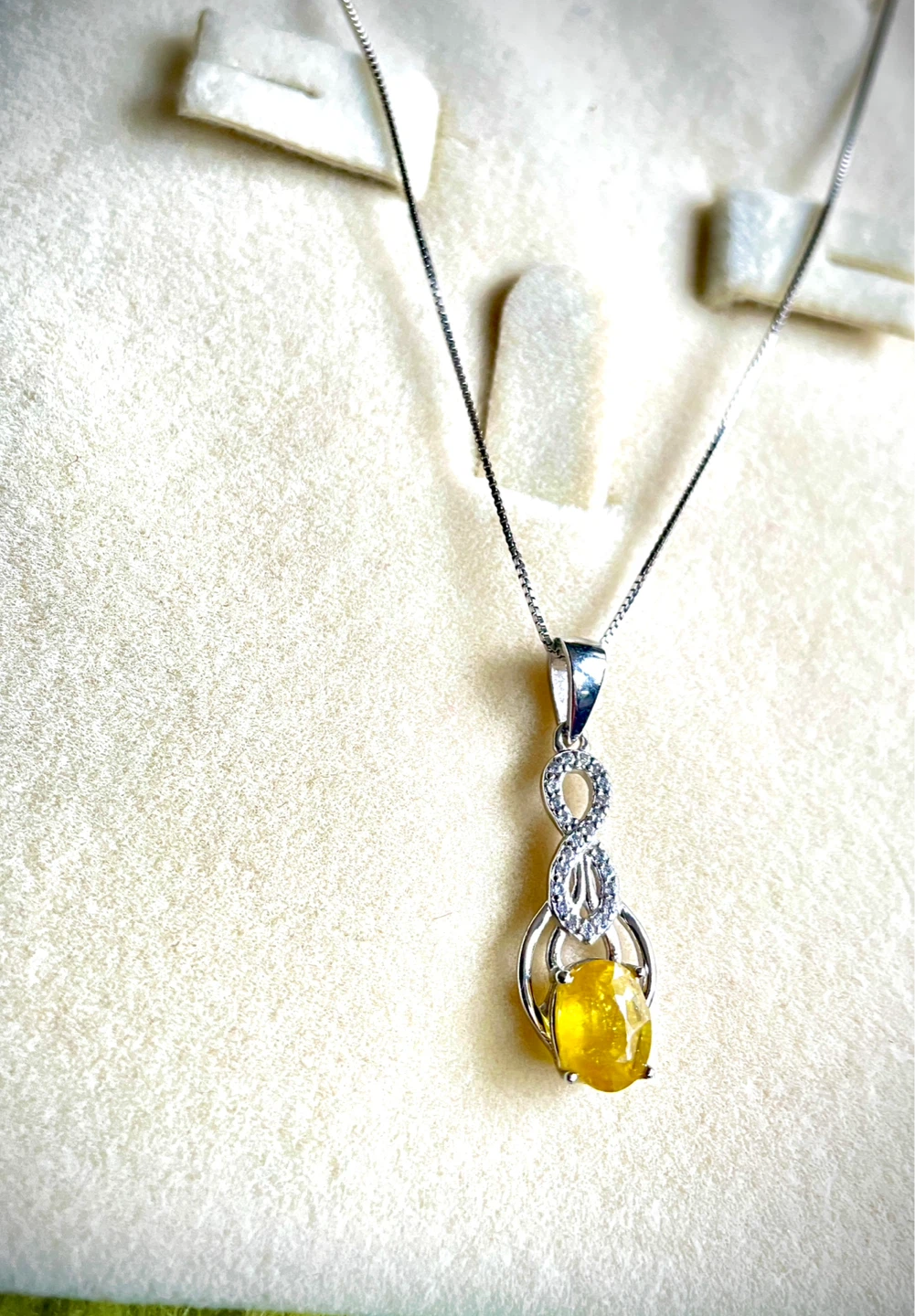 Yellow Sapphire Necklace in 14K Gold Plated 925 Sterling Silver