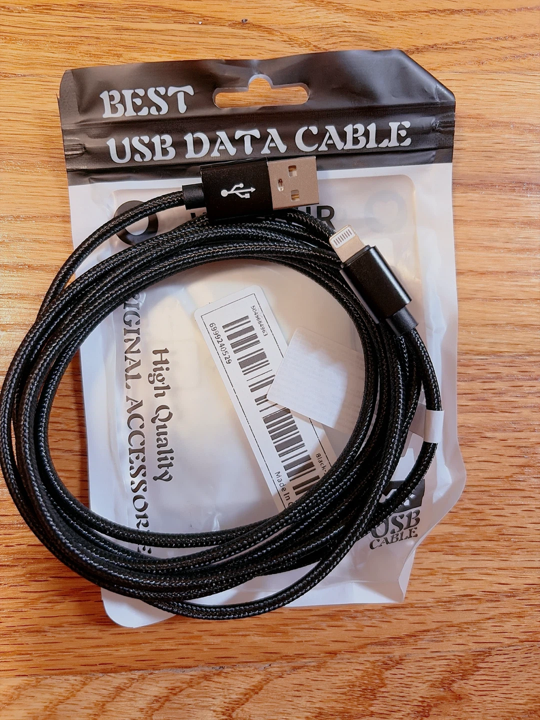 Black Braided USB to Lightning Data Cable - photo 2