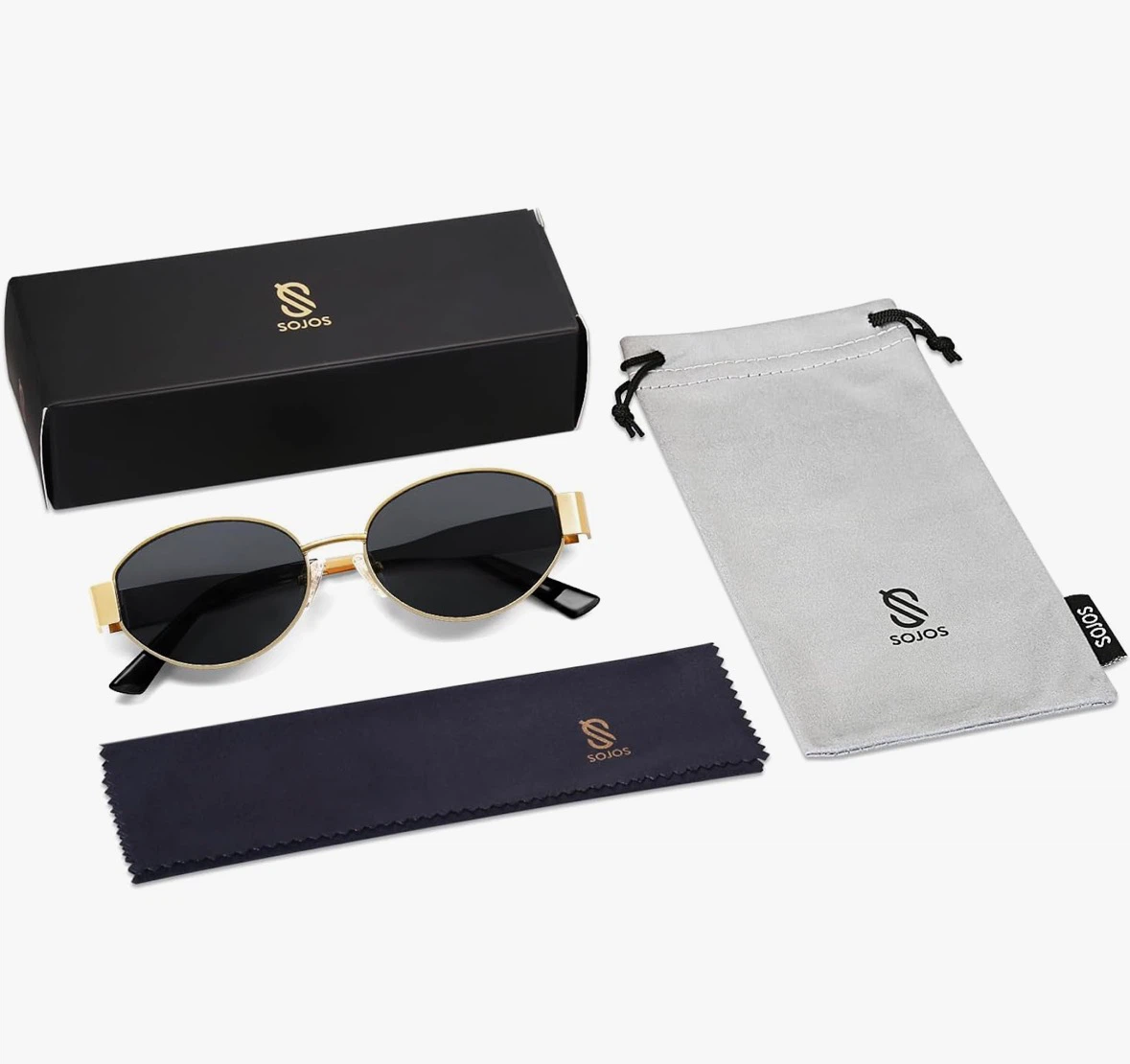 SOJOS Oval Sunglasses Gold Frame