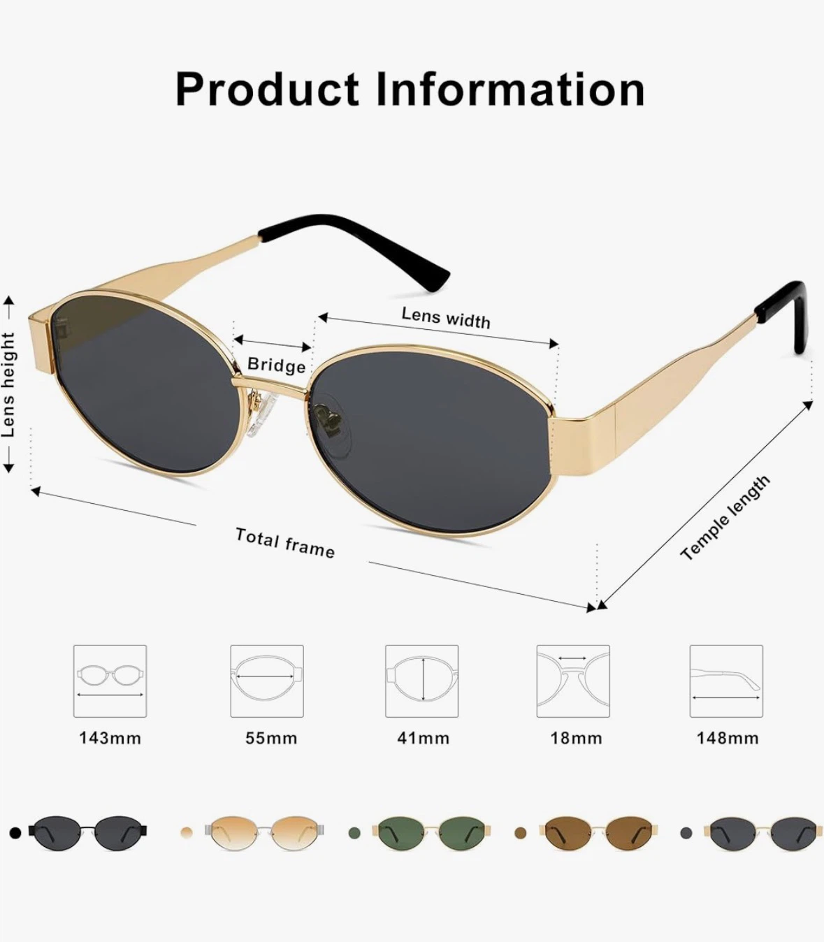 SOJOS Oval Sunglasses Gold Frame - photo 2