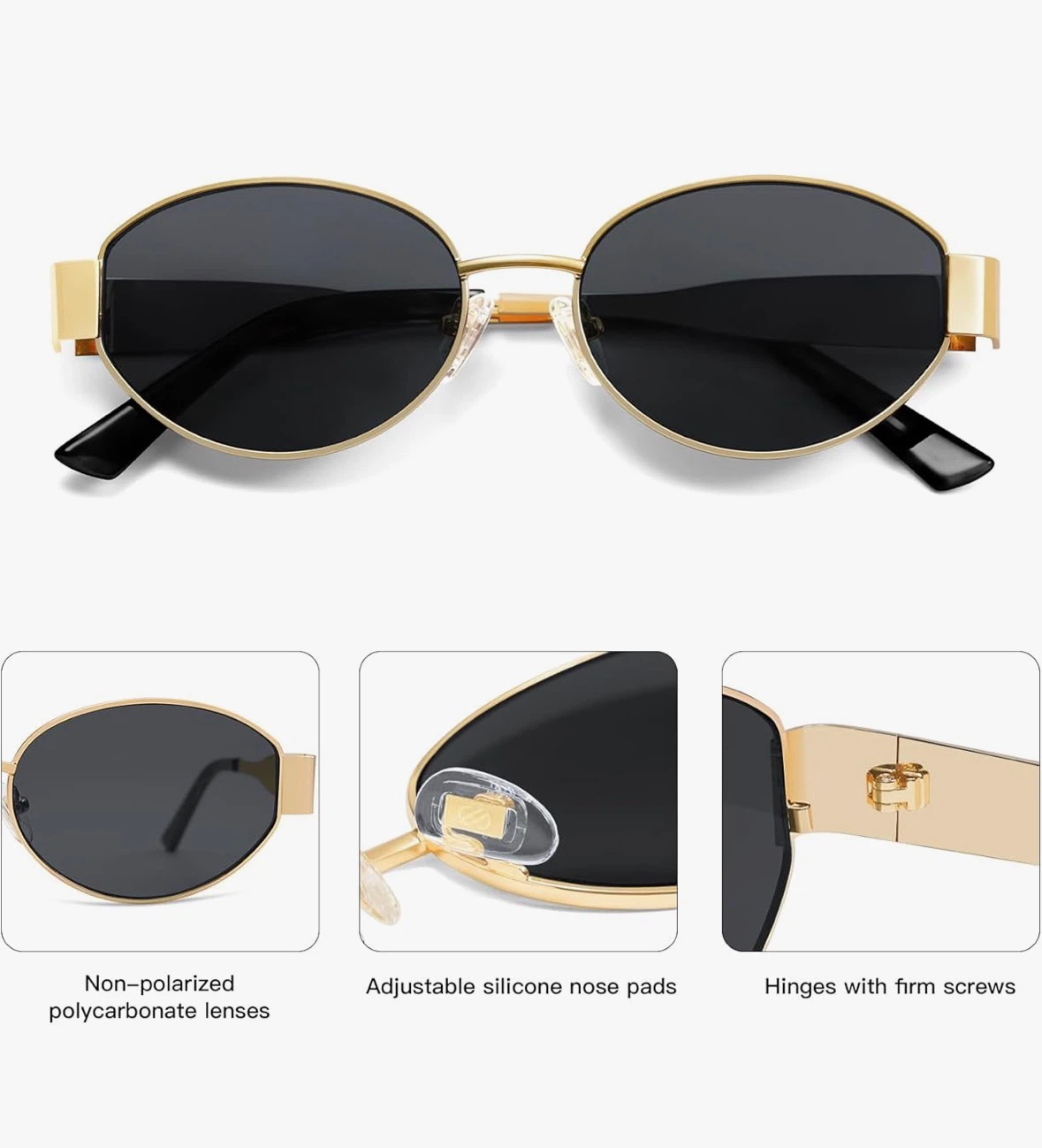 SOJOS Oval Sunglasses Gold Frame - photo 3