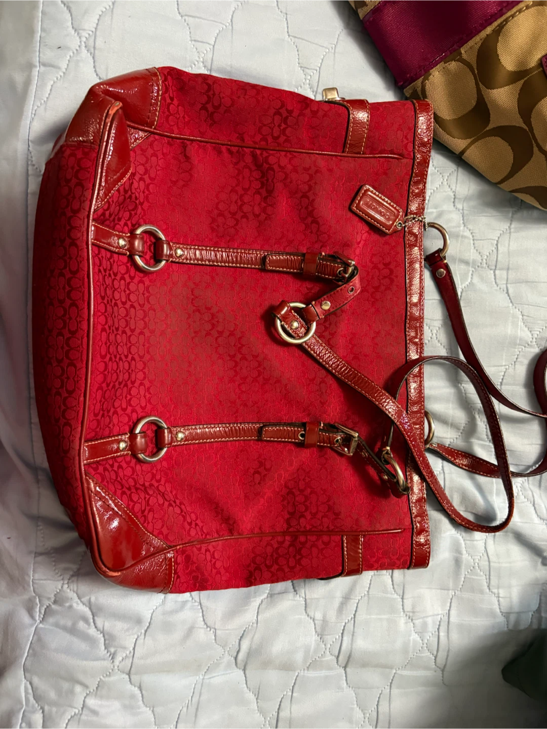 Red COACH Signature Tote Bag