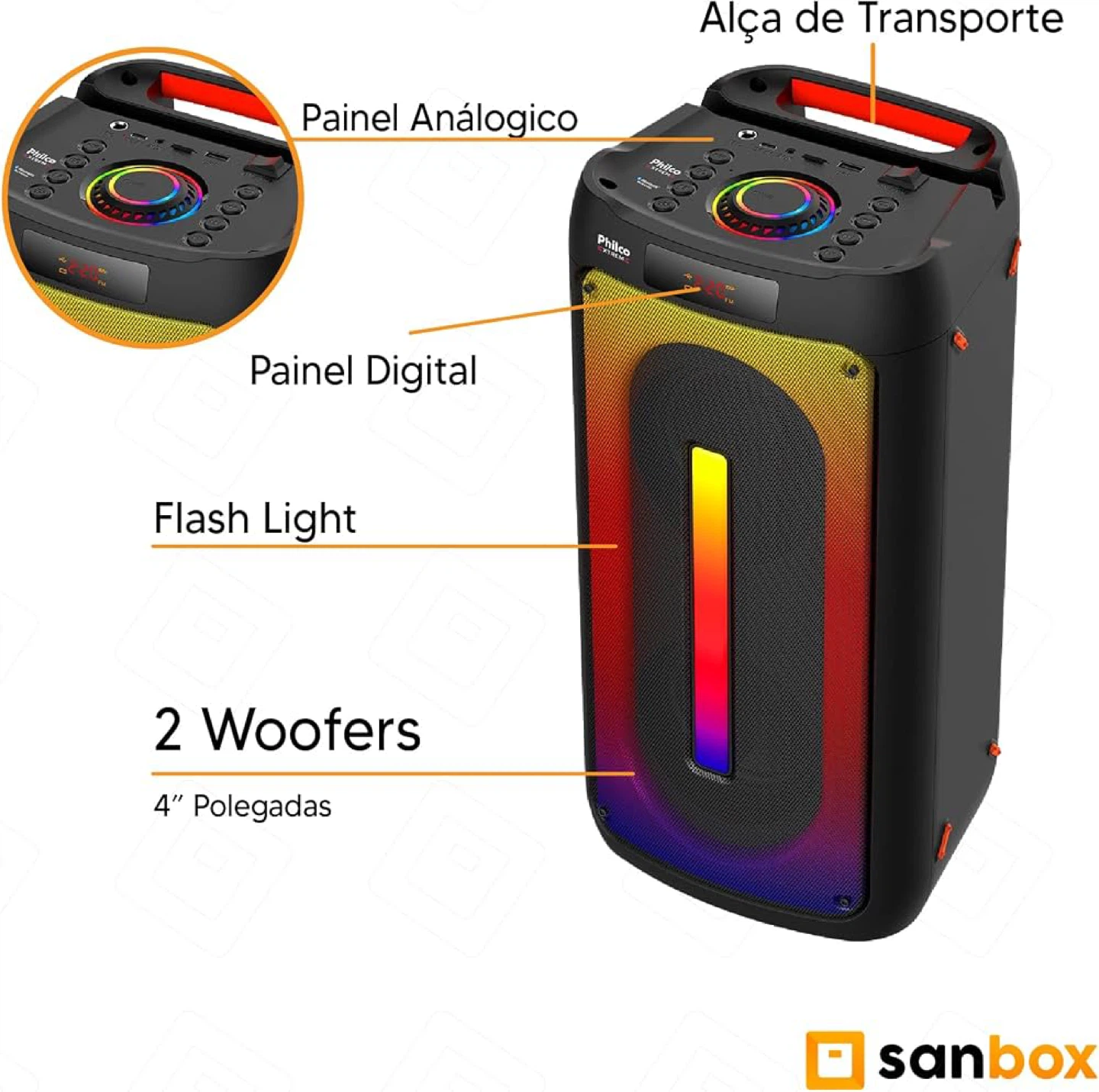 Philco PCX 4500 Bluetooth Speaker with Flash Light - photo 4