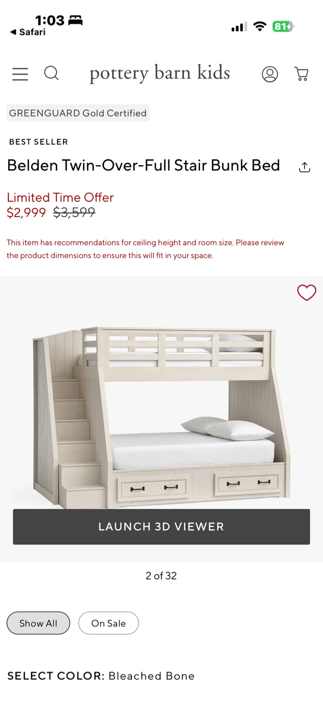 Pottery Barn Kids Belden Twin-Over-Full Stair Bunk Bed - photo 2