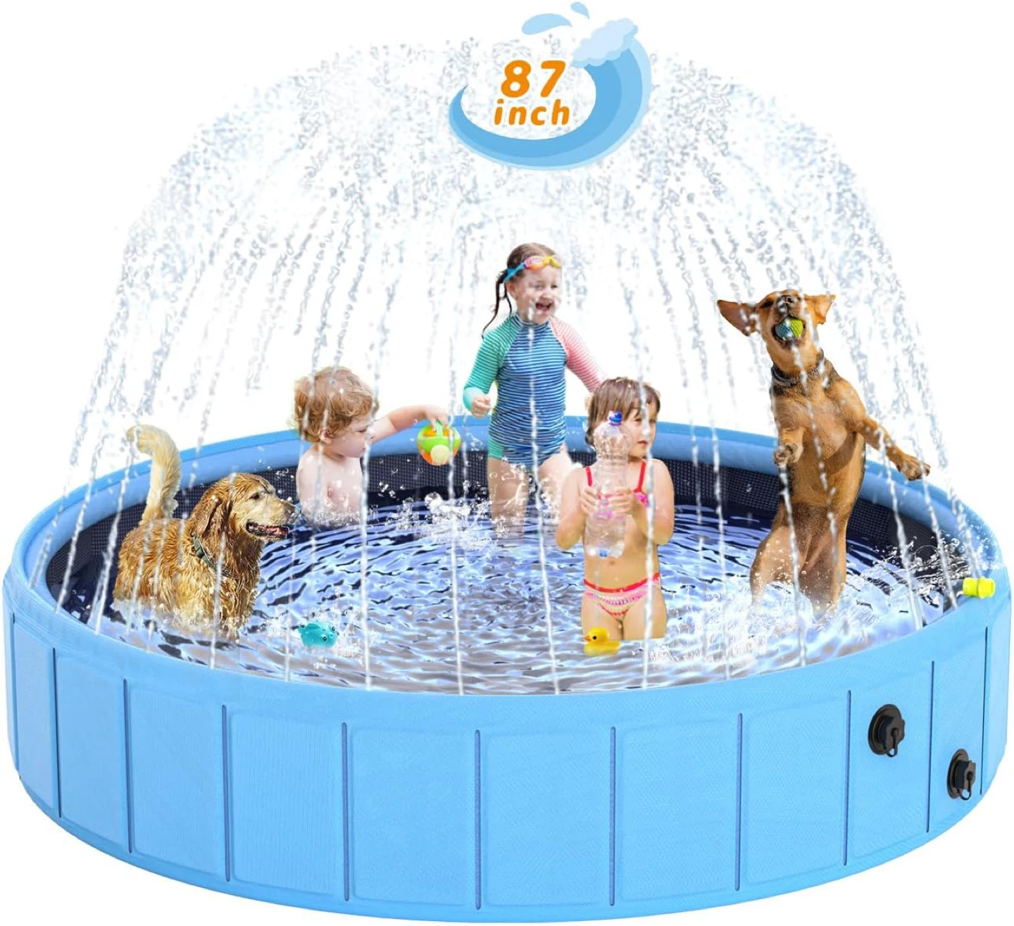 Blue Collapsible Dog Pool 87 inch