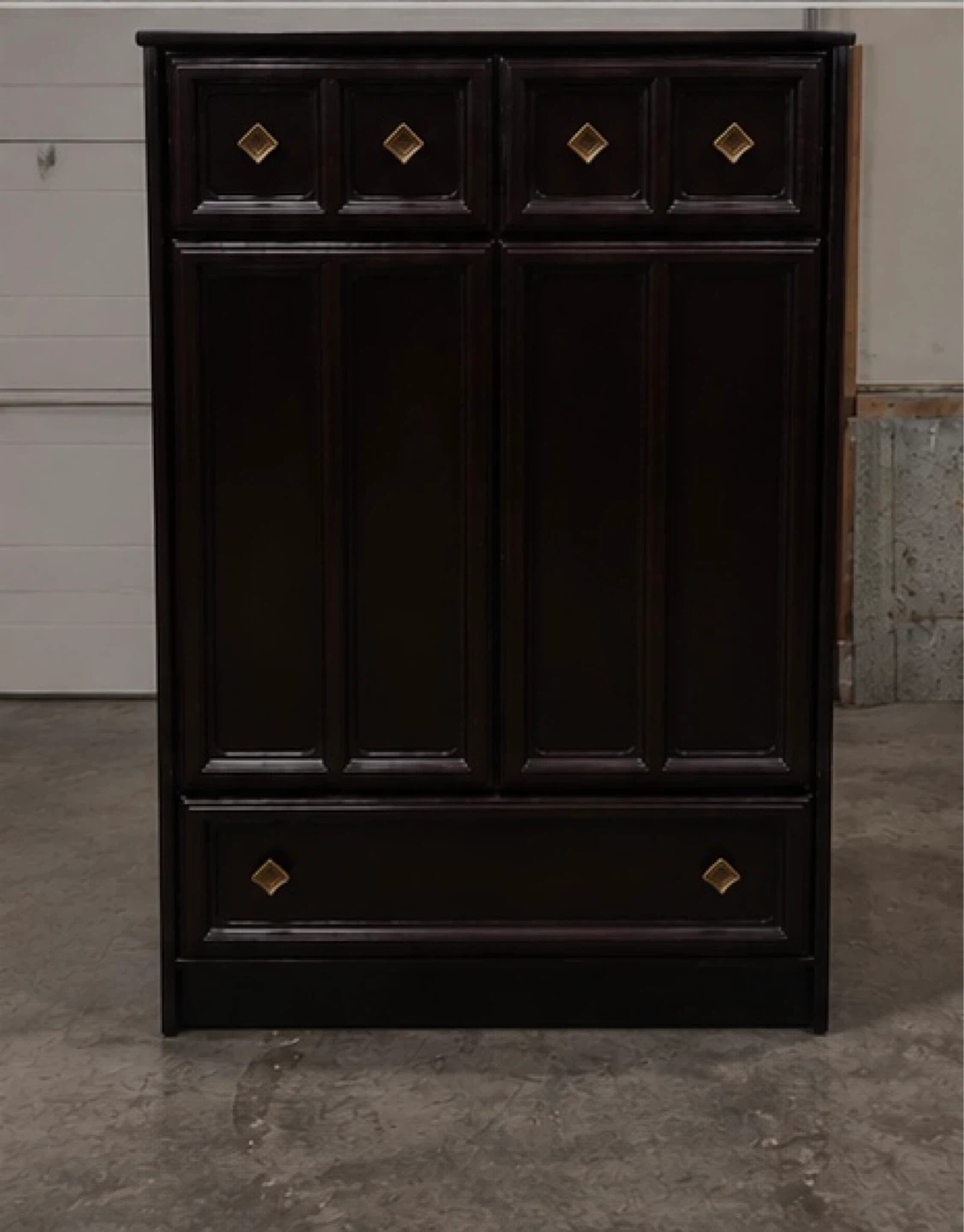 Dark Brown Dresser with Gold Accents
