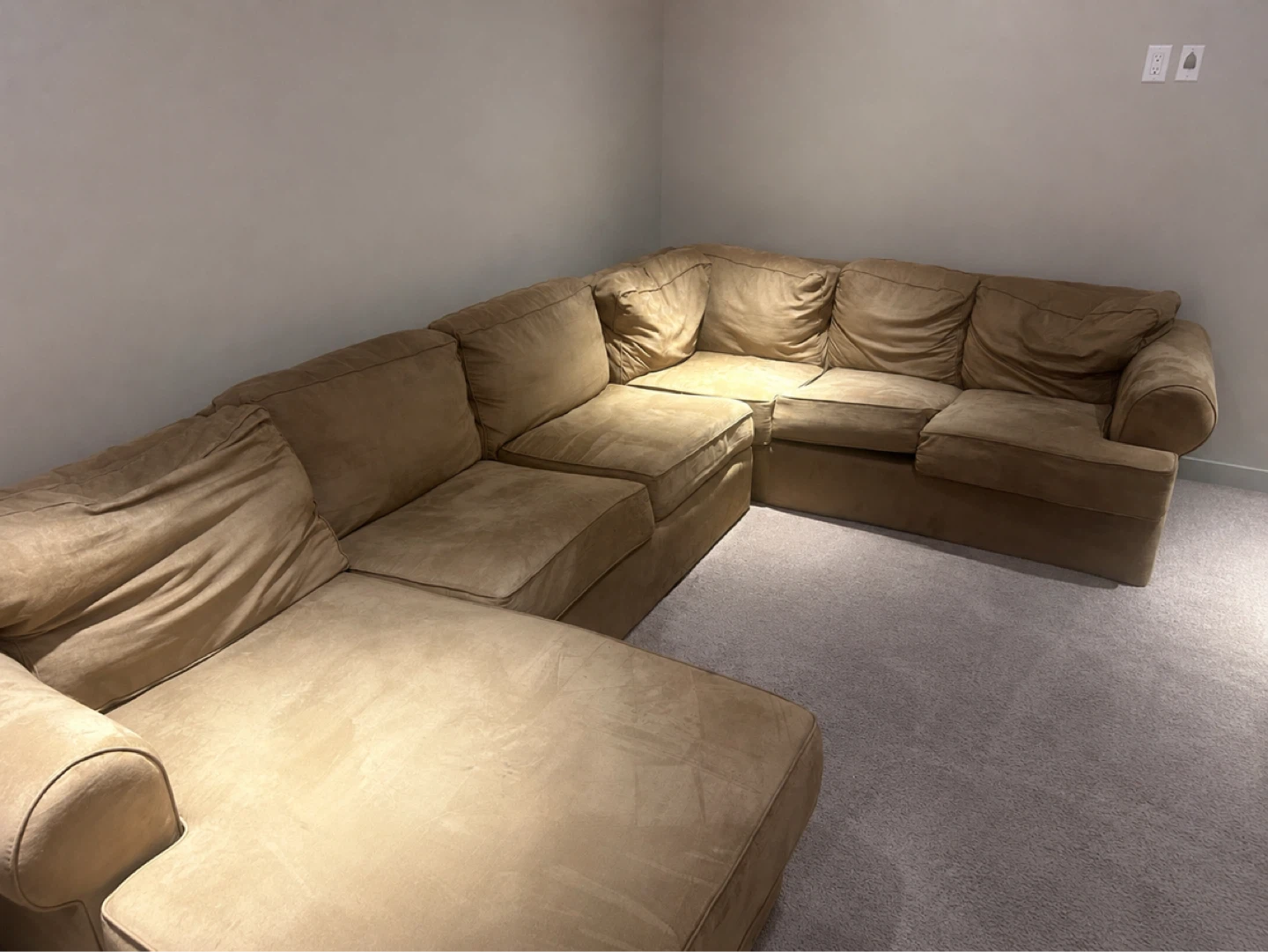 Tan Suede Sectional Sofa