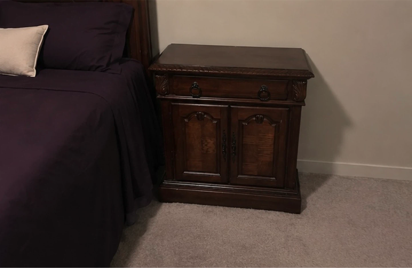 Dark Wood Bedroom Set - Bed Frame, Dresser, Nightstand - photo 3