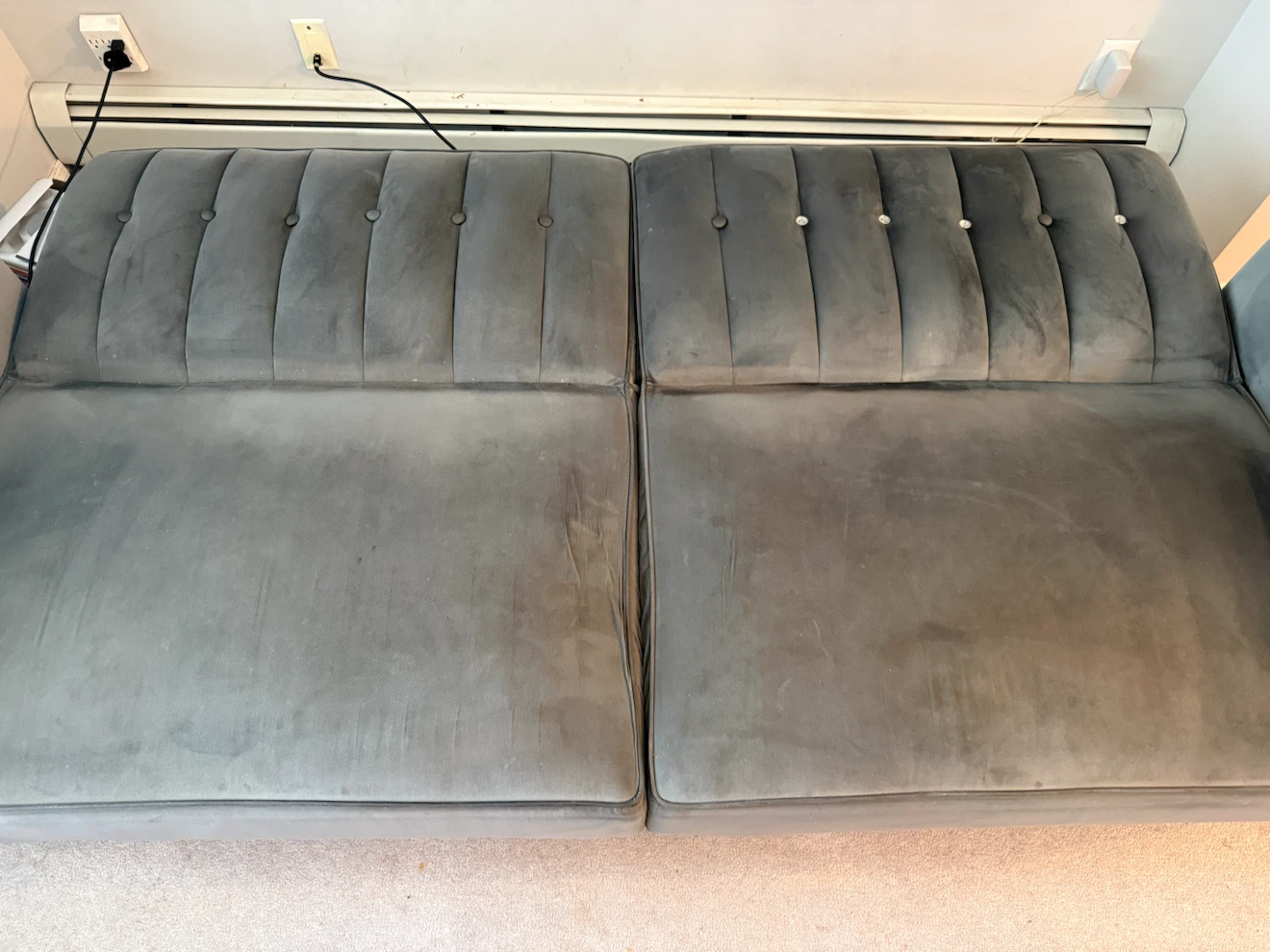 Convertible Sofa Bed – Fold-Down Backrest – Grey Velvet - photo 2