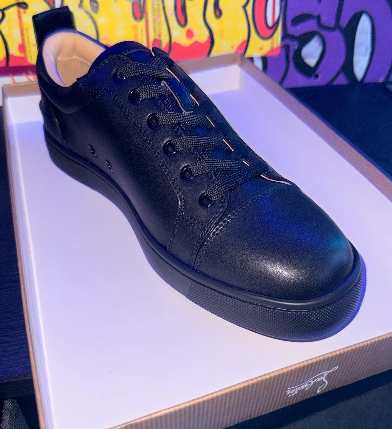 Christian Louboutin Black Leather Low Top Sneakers