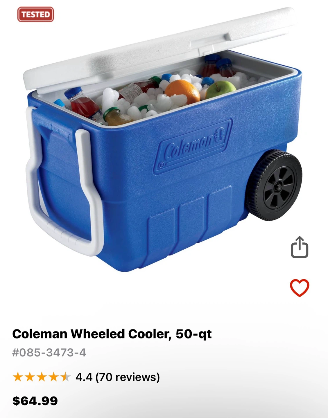 Coleman Wheeled Cooler, 50-qt