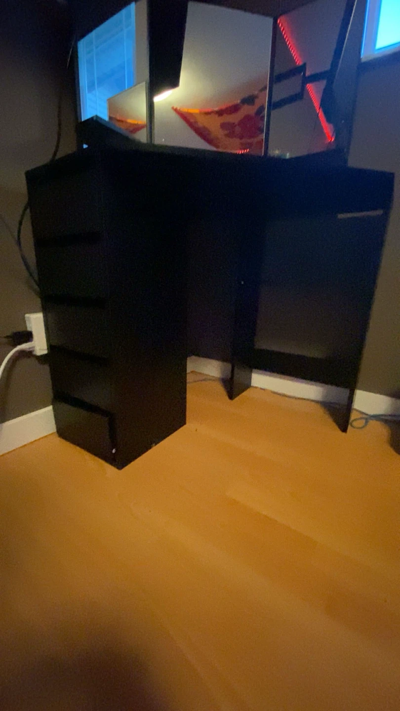Black Vanity Desk with Tri-fold Mirror - photo 3