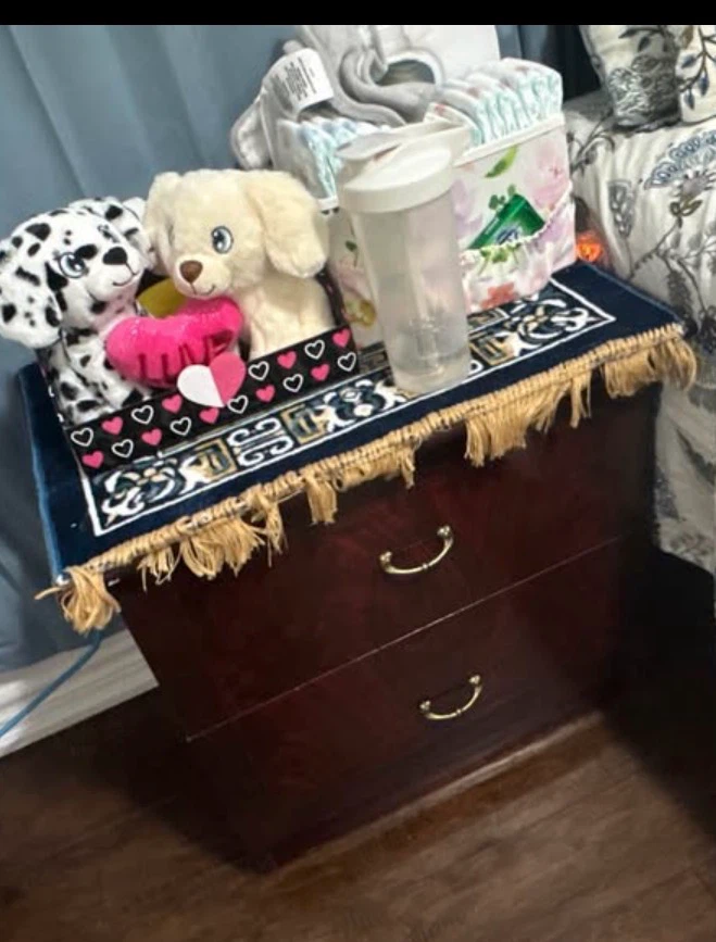 Nightstand with 2 Drawers - Dark Wood Finish