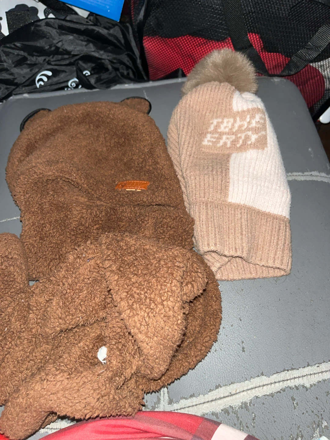 Teddy Bear Hooded Scarf and Beanie Set