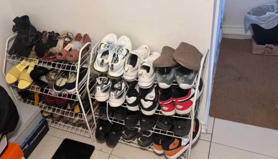 Shoe Rack with Assorted Shoes