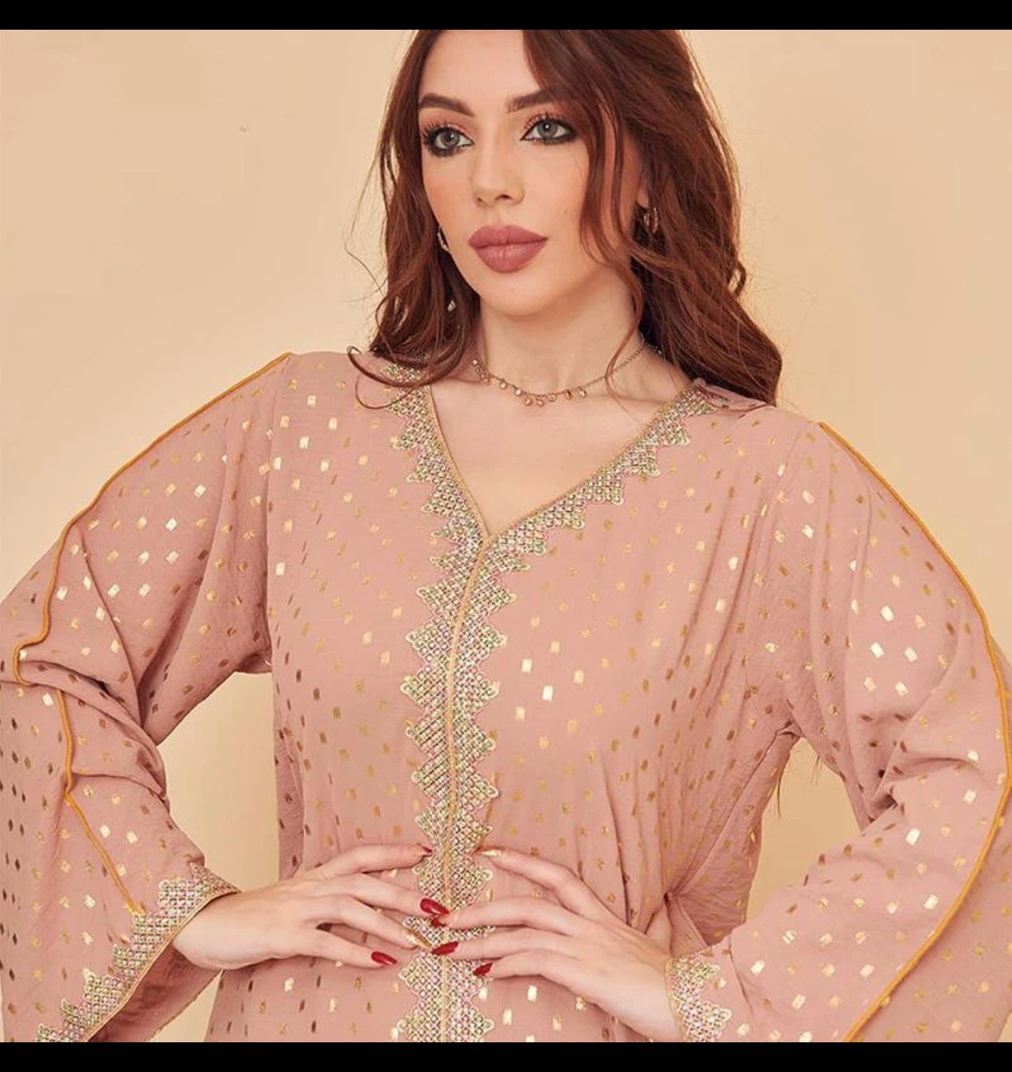 Pink Kaftan with Gold Embellishments Brand New on sale Now - photo 2