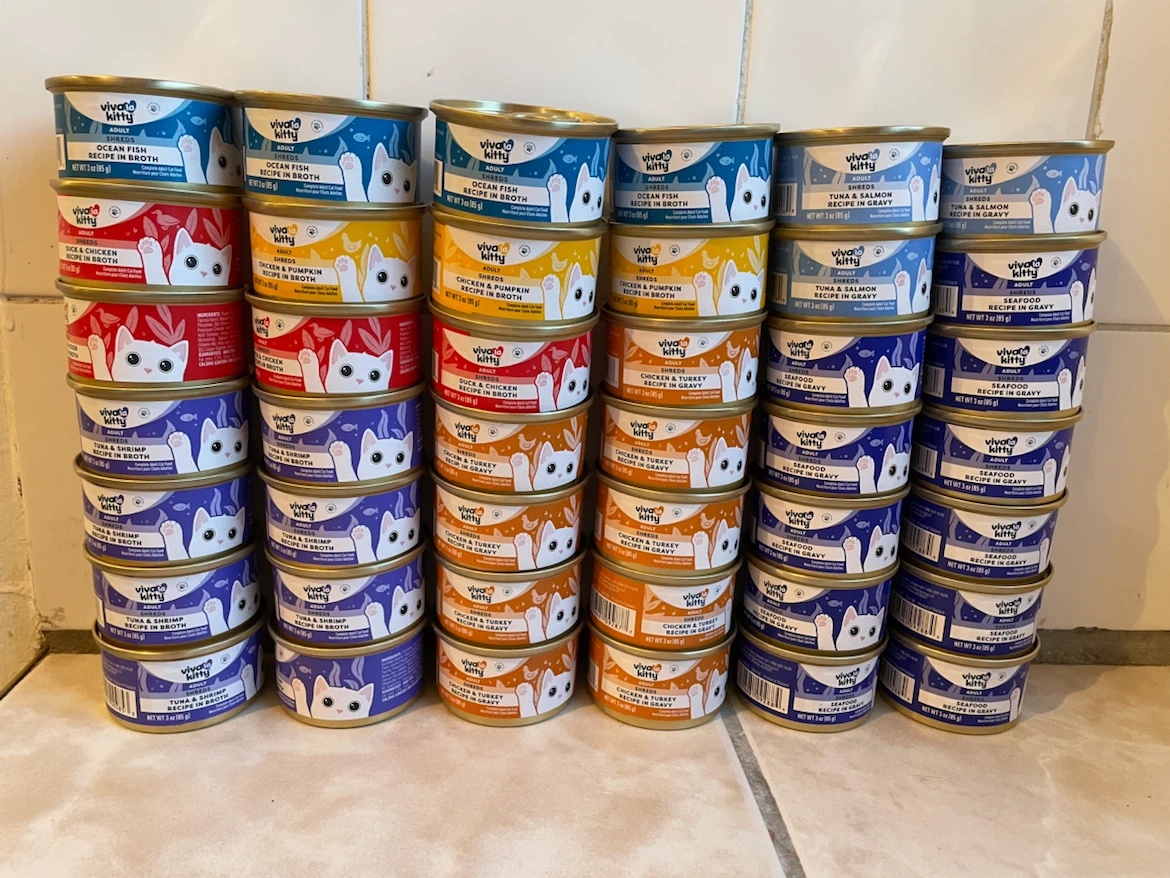 42 Cans Viva La Kitty Wet Cat Food Lot