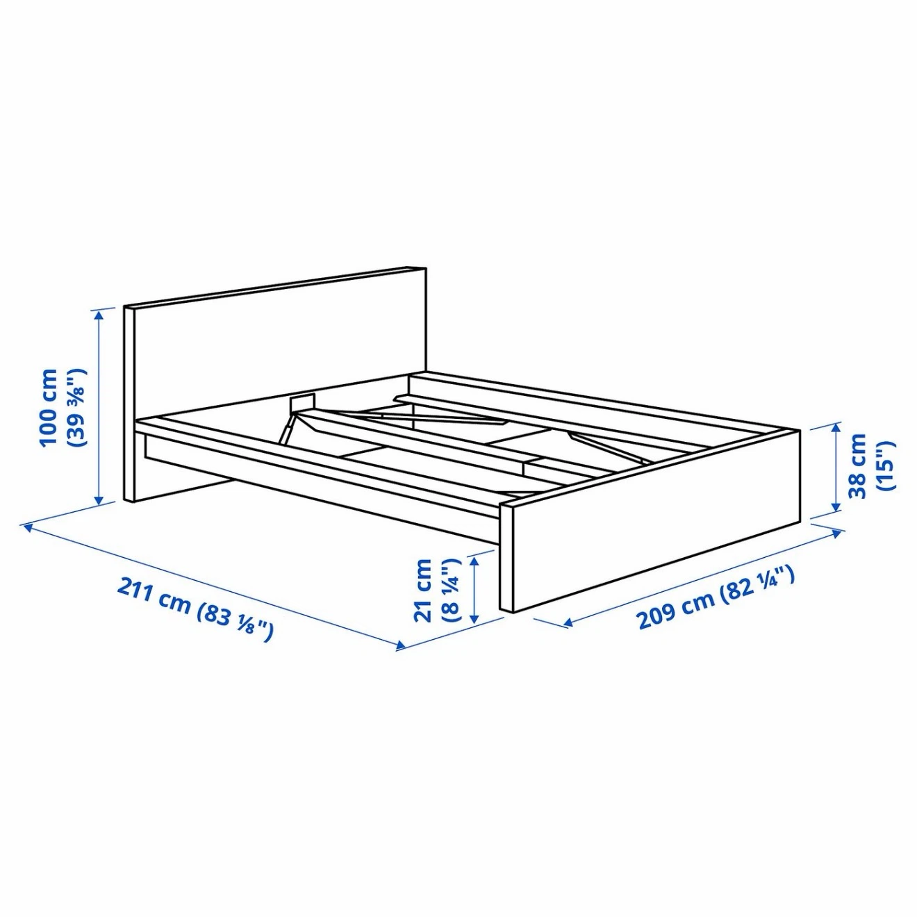 IKEA MALM Black King Bed Frame with Slats - photo 2