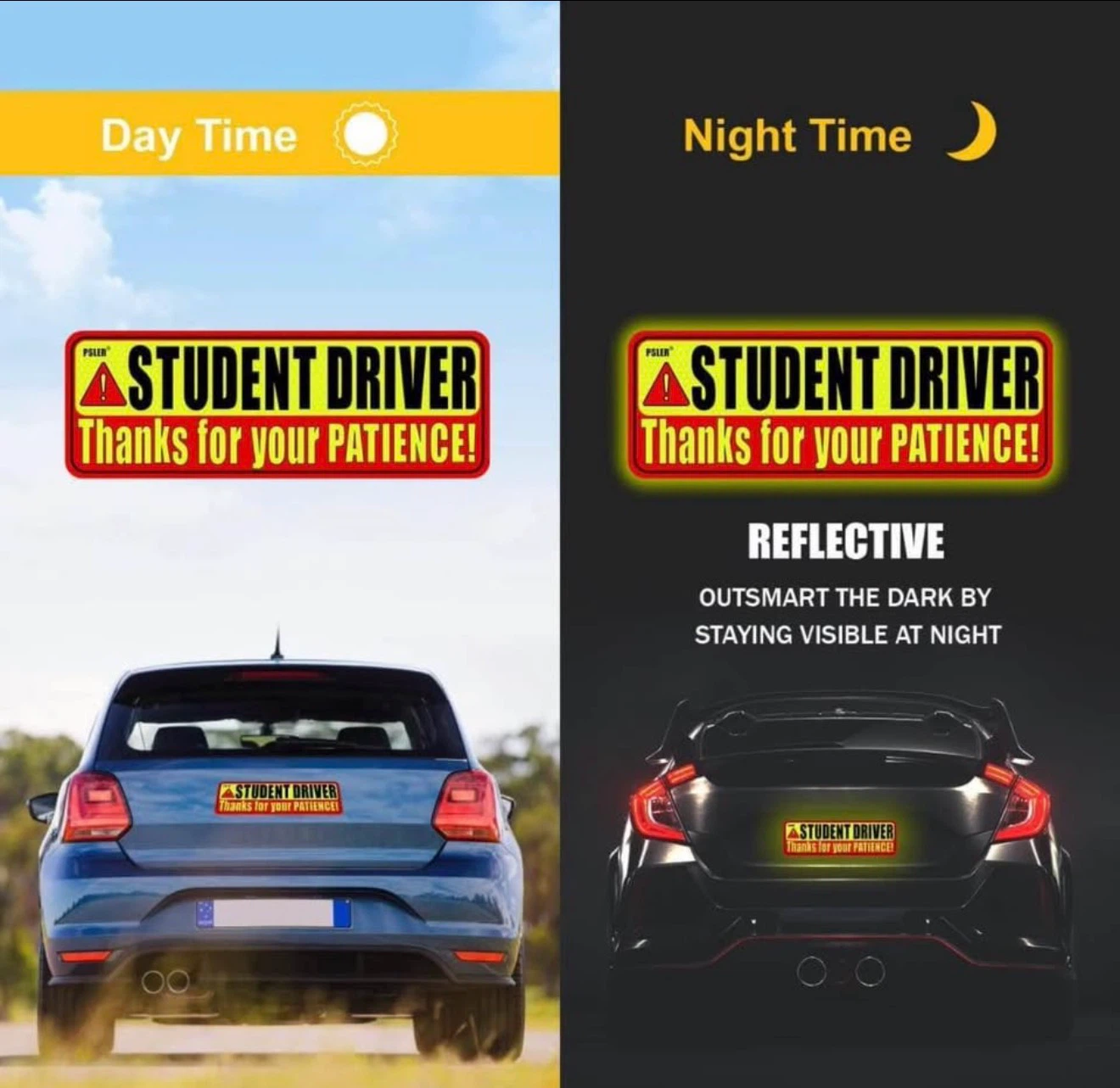 Student Driver Sign - Reflective & Magnetic - photo 3