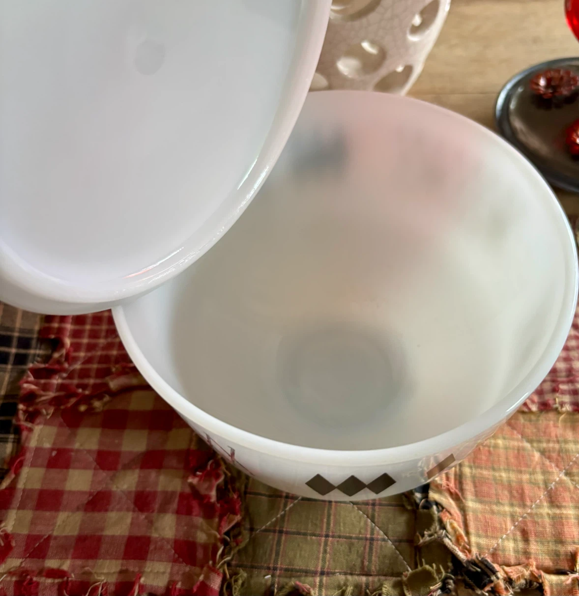 Vintage Federal Glass Milk Glass Bowl with Lid - photo 2