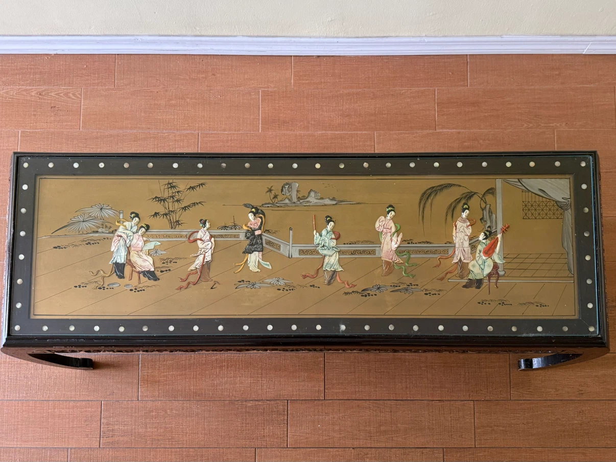 Vintage Chinese Chinoiserie Carved Wood Coffee Table - photo 2