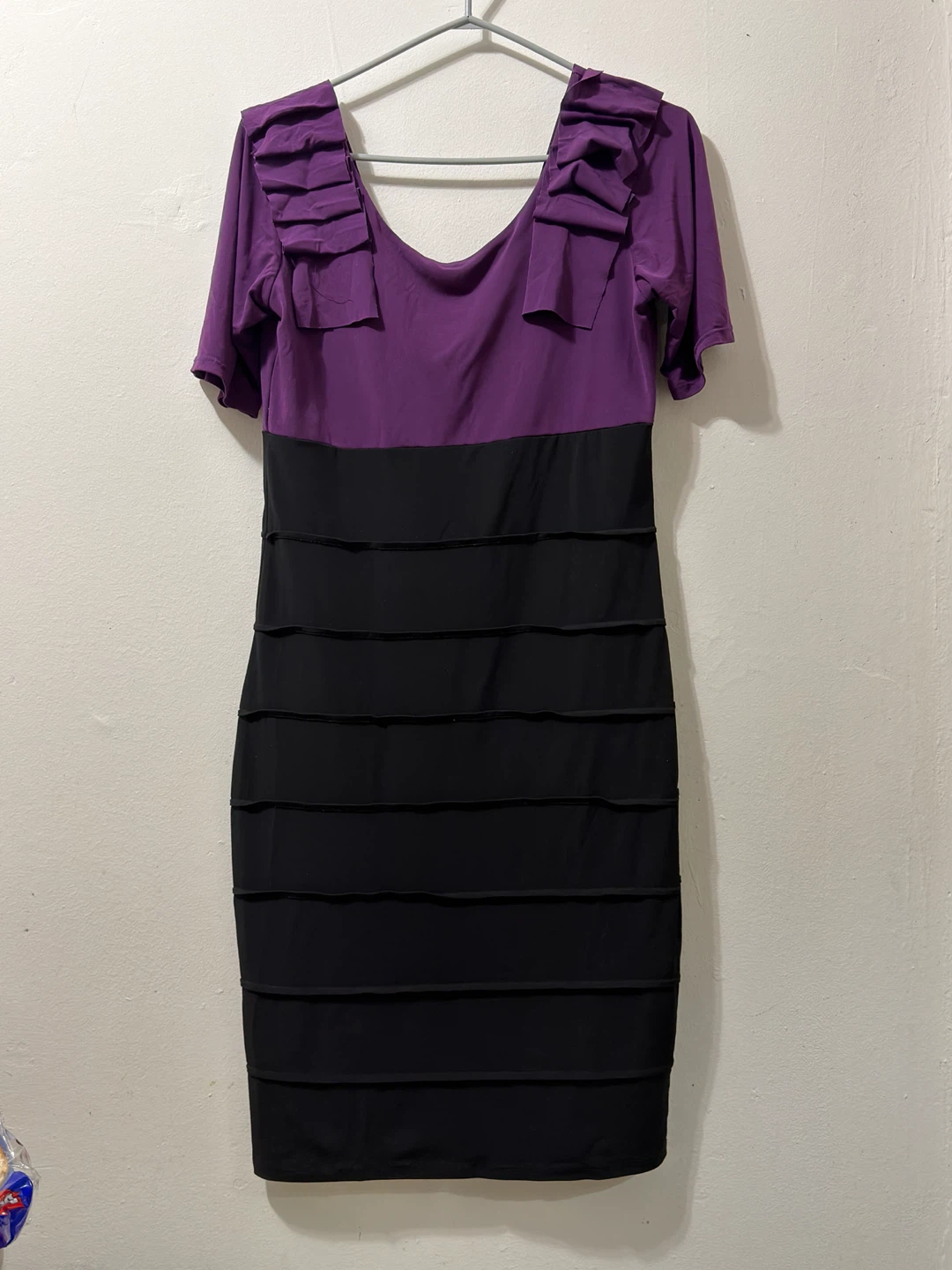 Purple & Black Ruffle Detail Dress