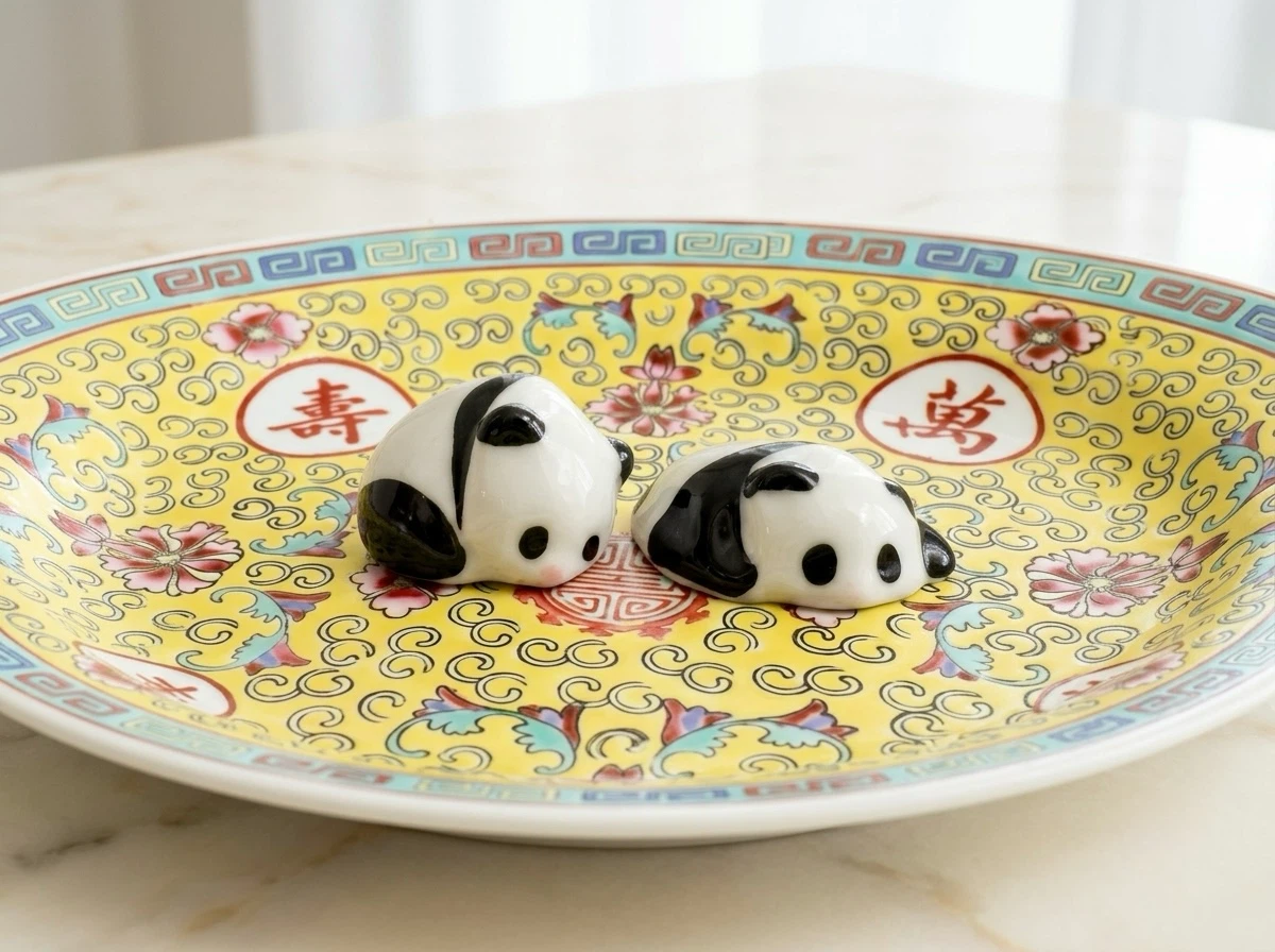 Pair of Porcelain Pudding Pandas