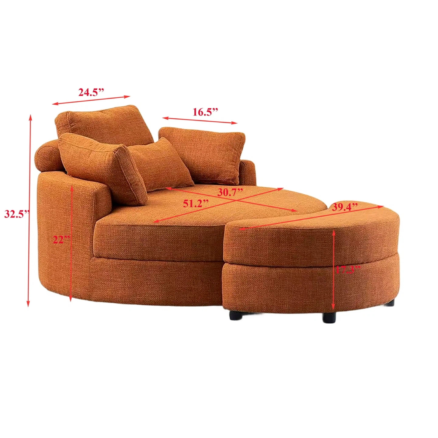 Orange Swivel Armchair with Ottoman - photo 3