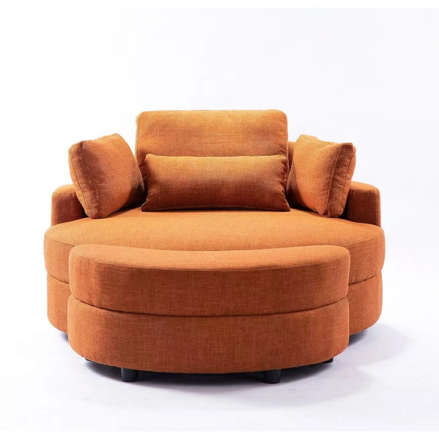 Orange Swivel Armchair with Ottoman - photo 2