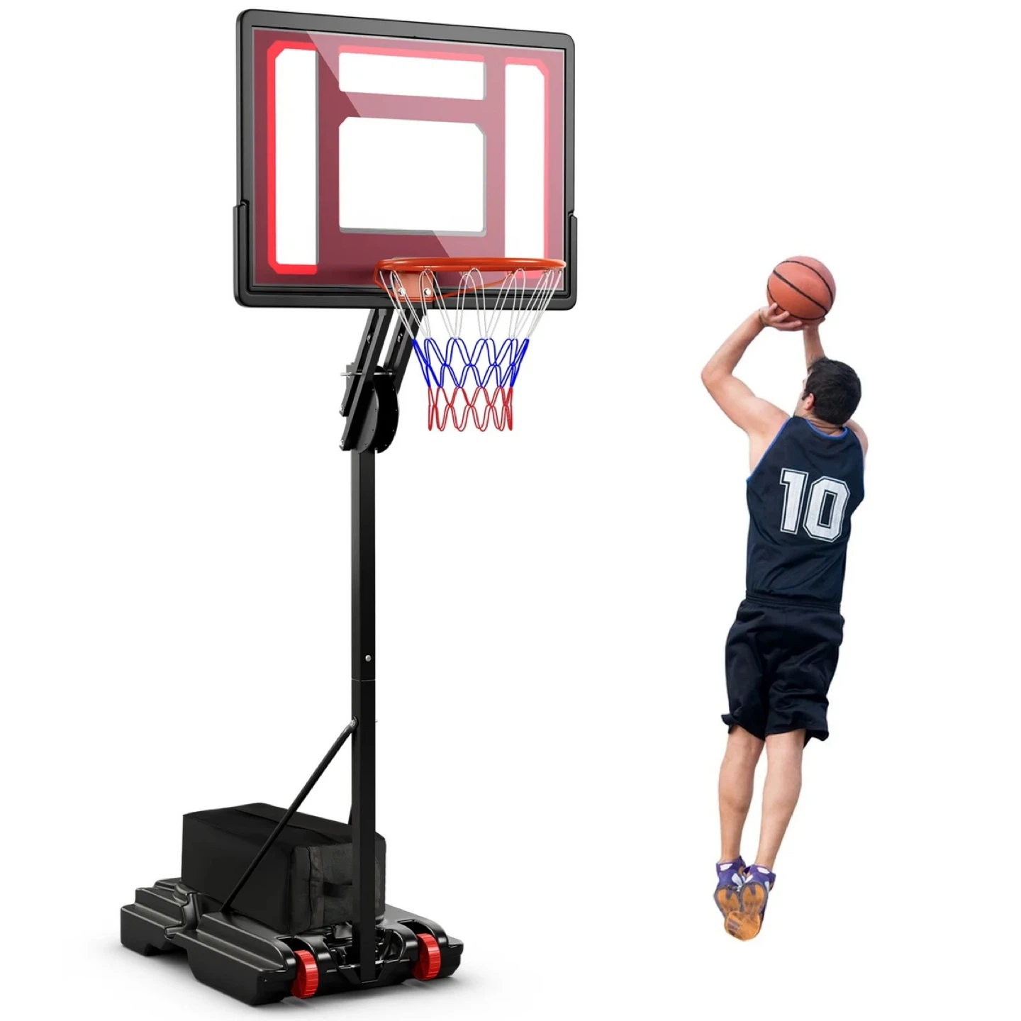 Adjustable Portable Basketball Hoop System 7.4-10 FT