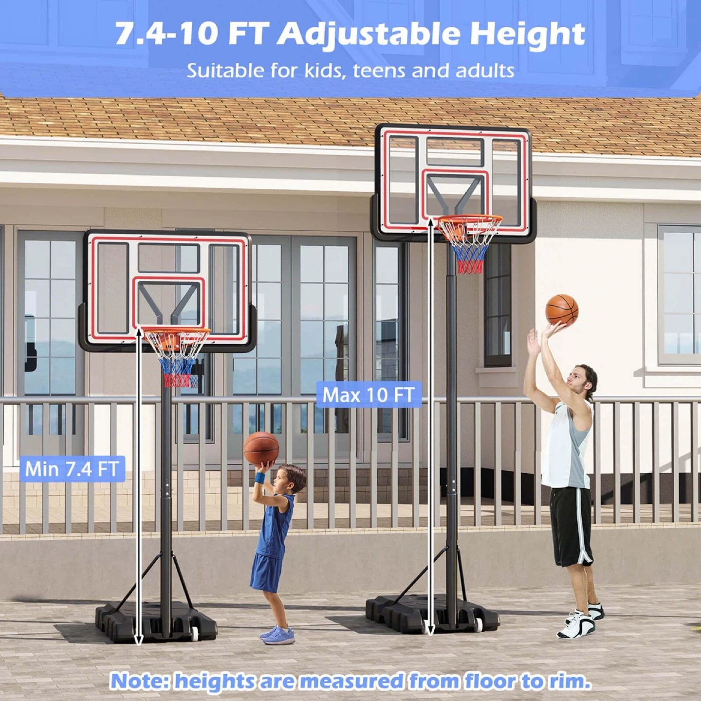 Adjustable Portable Basketball Hoop System 7.4-10 FT - photo 5