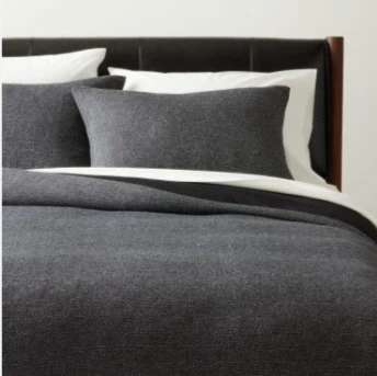 CB2 Monty Organic Cotton Dark Charcoal Queen Duvet Cover