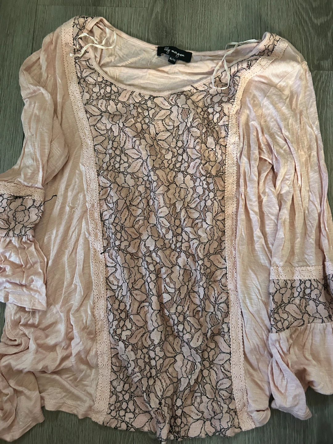 Lily Morgan Pink Lace Trim Blouse