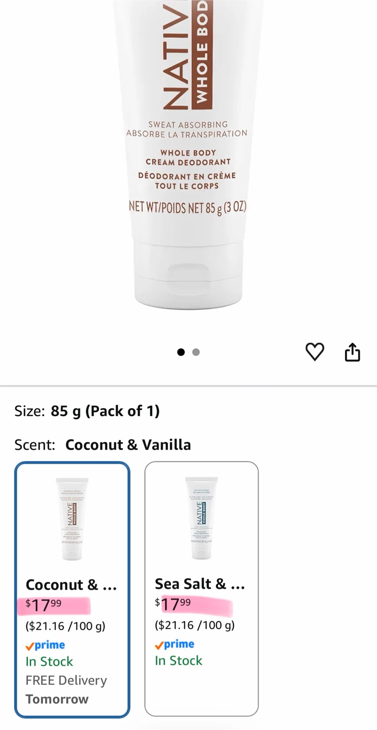 Native Body Cream Deodorant Coconut & Vanilla Scent - photo 3
