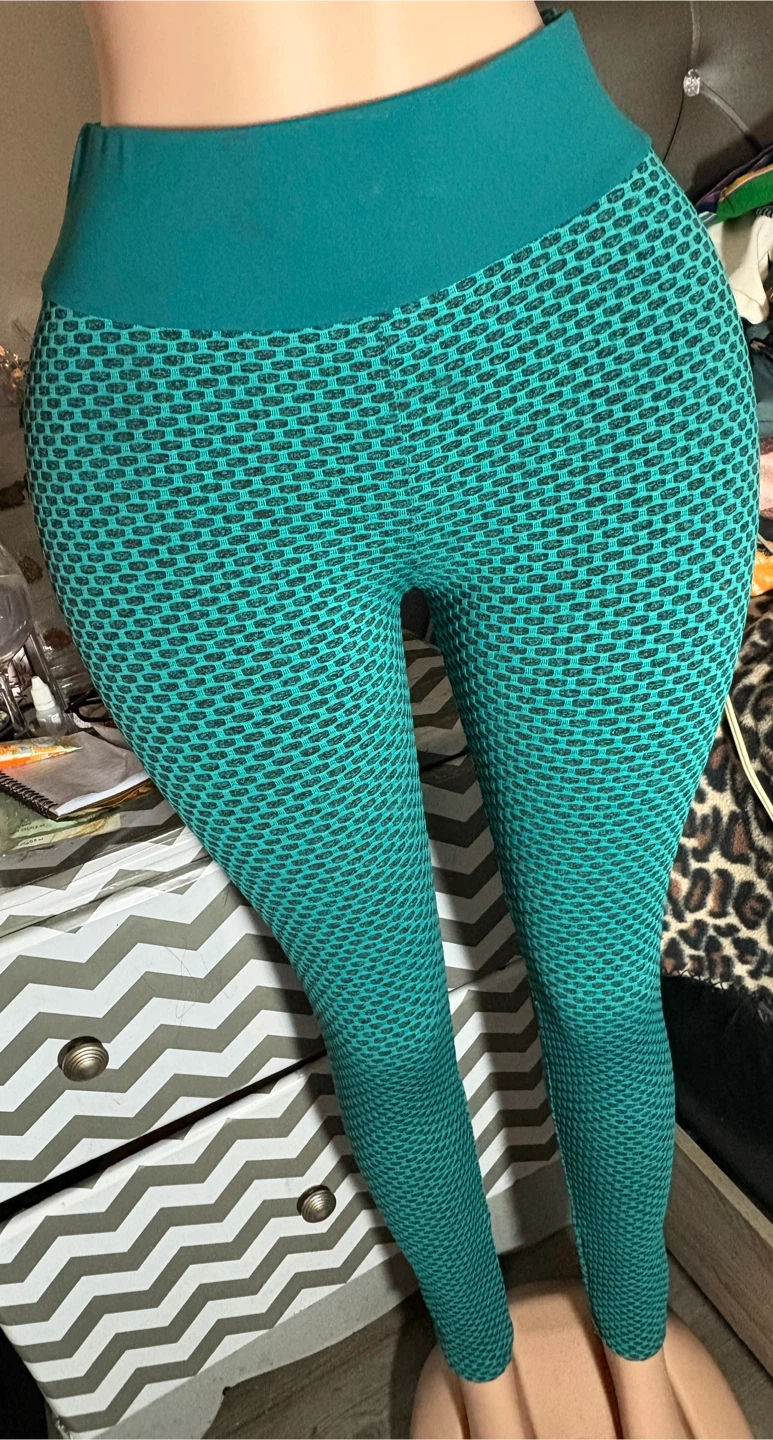 Teal Textured Leggings