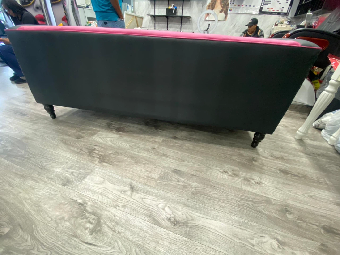Stylish Reupholstered Black and Pink Sofa - photo 3