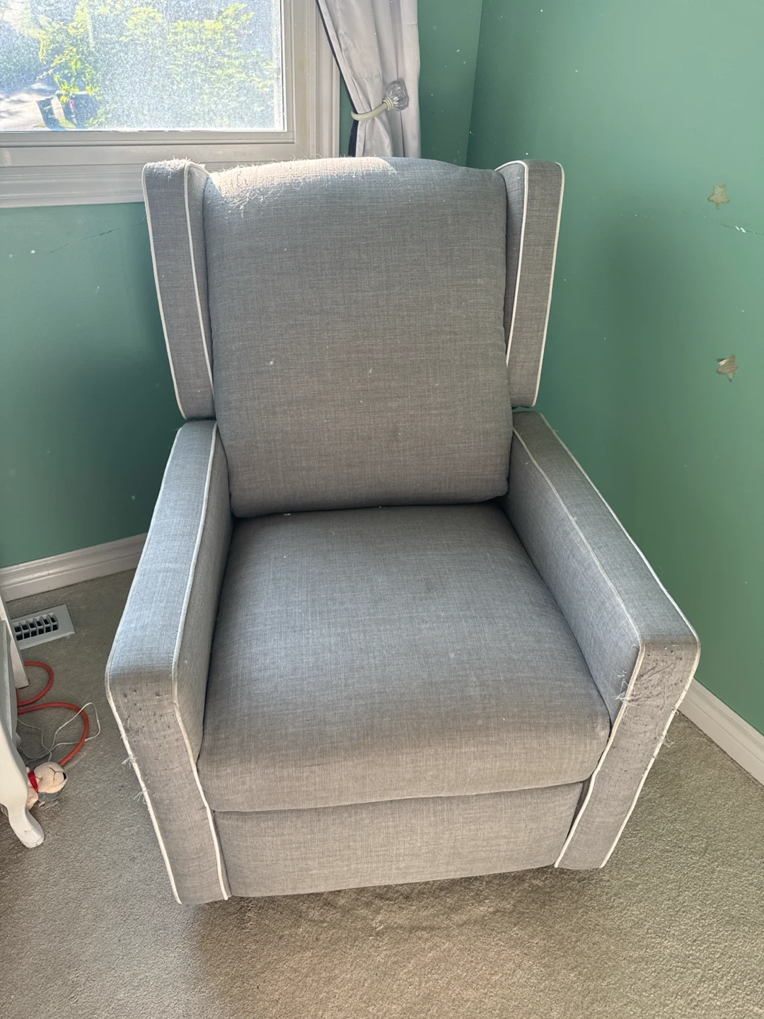 Grey Glider Chair with Ottoman