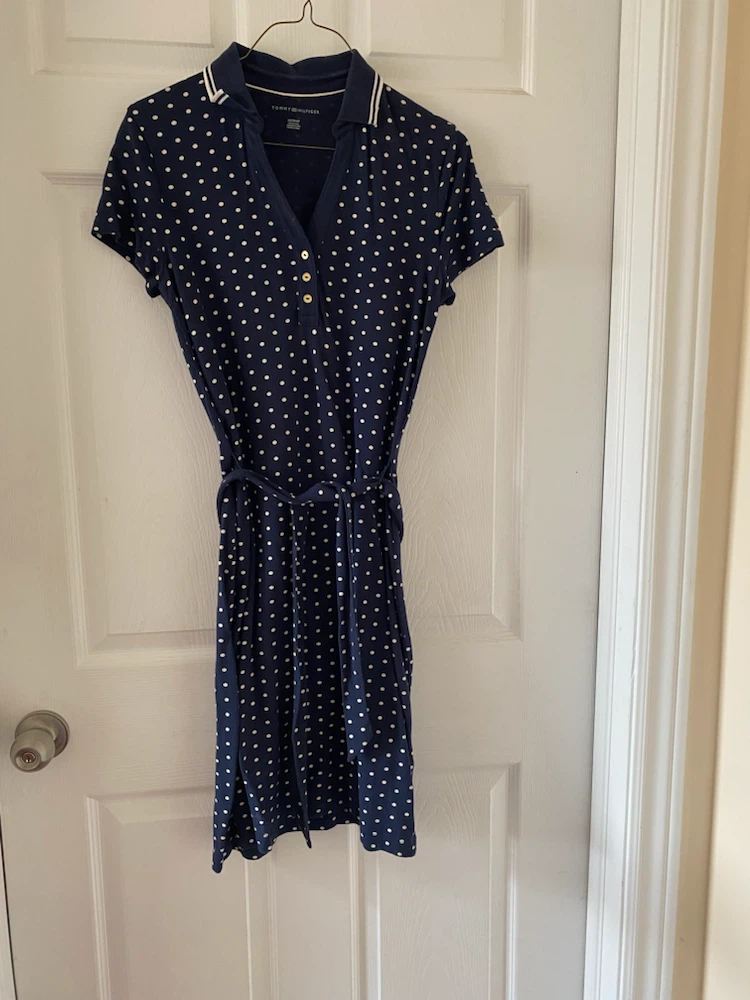 Tommy Hilfiger Navy Polka Dot Polo Dress XS