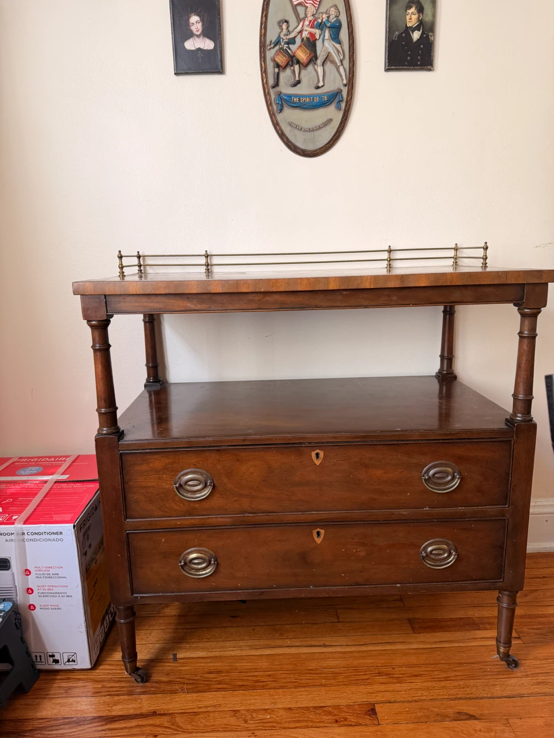 Vintage Wooden Bar Cart with Drawers