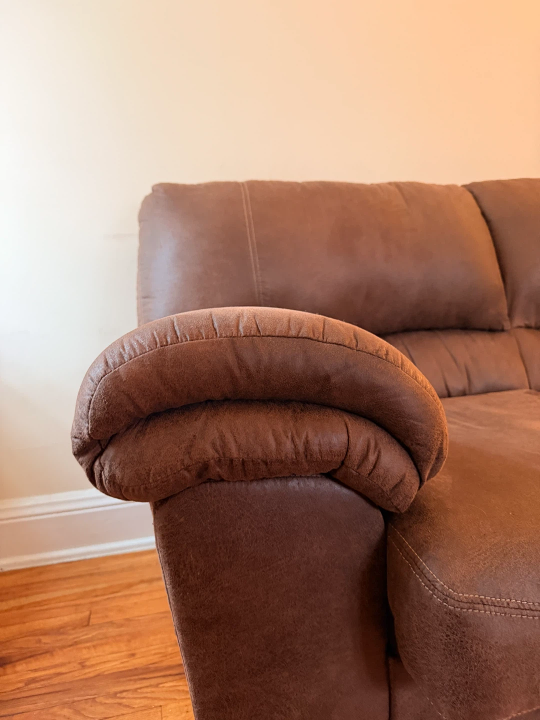 Brown Suede Couch - photo 2