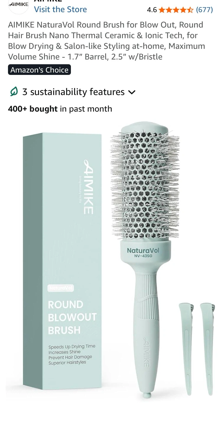 AIMIKE NaturaVol Round Blowout Brush - Sage Green - photo 5